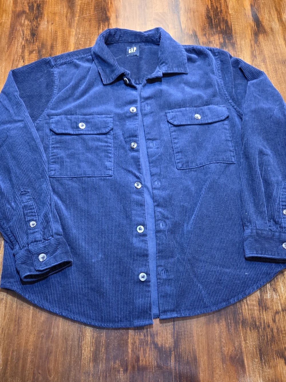 GAP Mens XL Corduroy Shirt Overshirt Eclipse Blue Button Front Workwear Gropcore